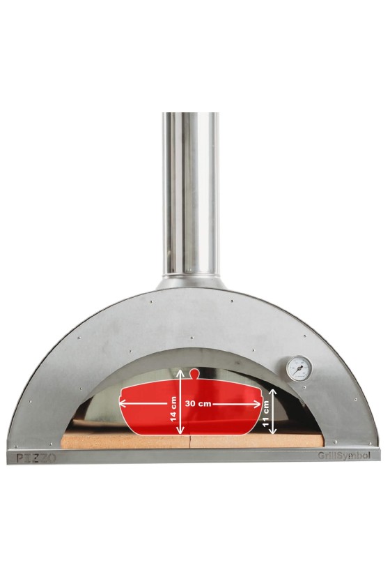 GrillSymbol Nerūdijančio plieno picos krosnis su stovu ir šoniniu stalu Pizzo-XL-inox - komplektas