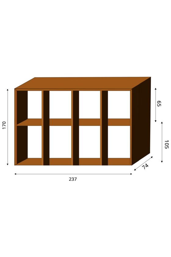 GrillSymbol COR-TEN® rūdinto plieno malkų padėklas, lentyna Wood-Wall-XL 237x74x170cm